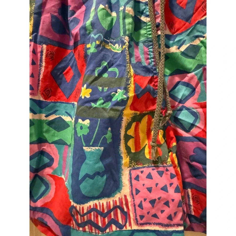 Vintage Santostefano Mens Abstract Geometric‎ Swim Trunks Multicolor Medium 90s